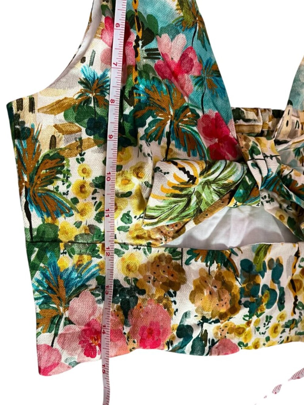ZARA NWT Printed Co‑Ord Set Knotted Crop Top & Midi Skirt Size XS Boho Garden - Picture 12 of 14